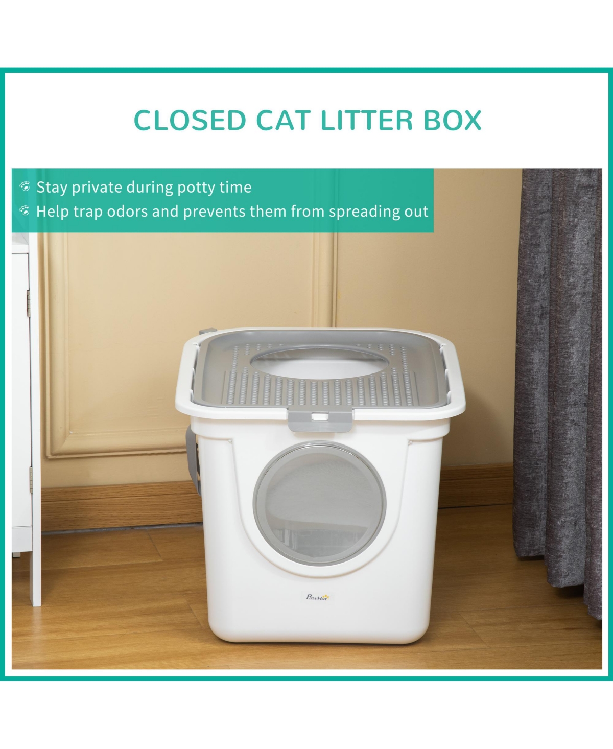 PawHut Cove Cat Litter Box, Kitty Litter Box with Scoop,