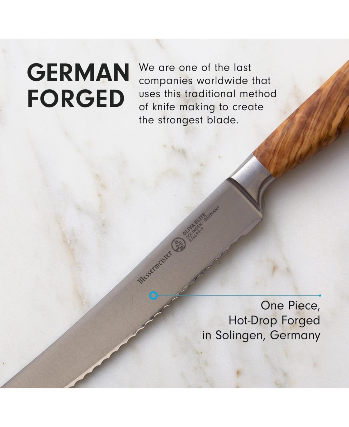 Messermeister Oliva Elite Scalloped Bread Knife / 9"