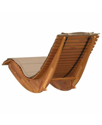 Rocking Sun Lounger with Cushion Solid Wood Acacia