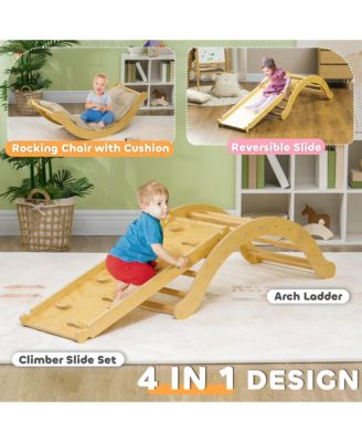 4 In 1 Toddler Indoor Climbing Toy Set with Arch, Ramp & Cushion