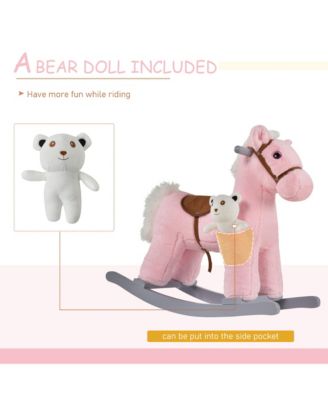 Kids Plush Ride-On Rocking Horse Toy Chair w/ Soft Plush Toy