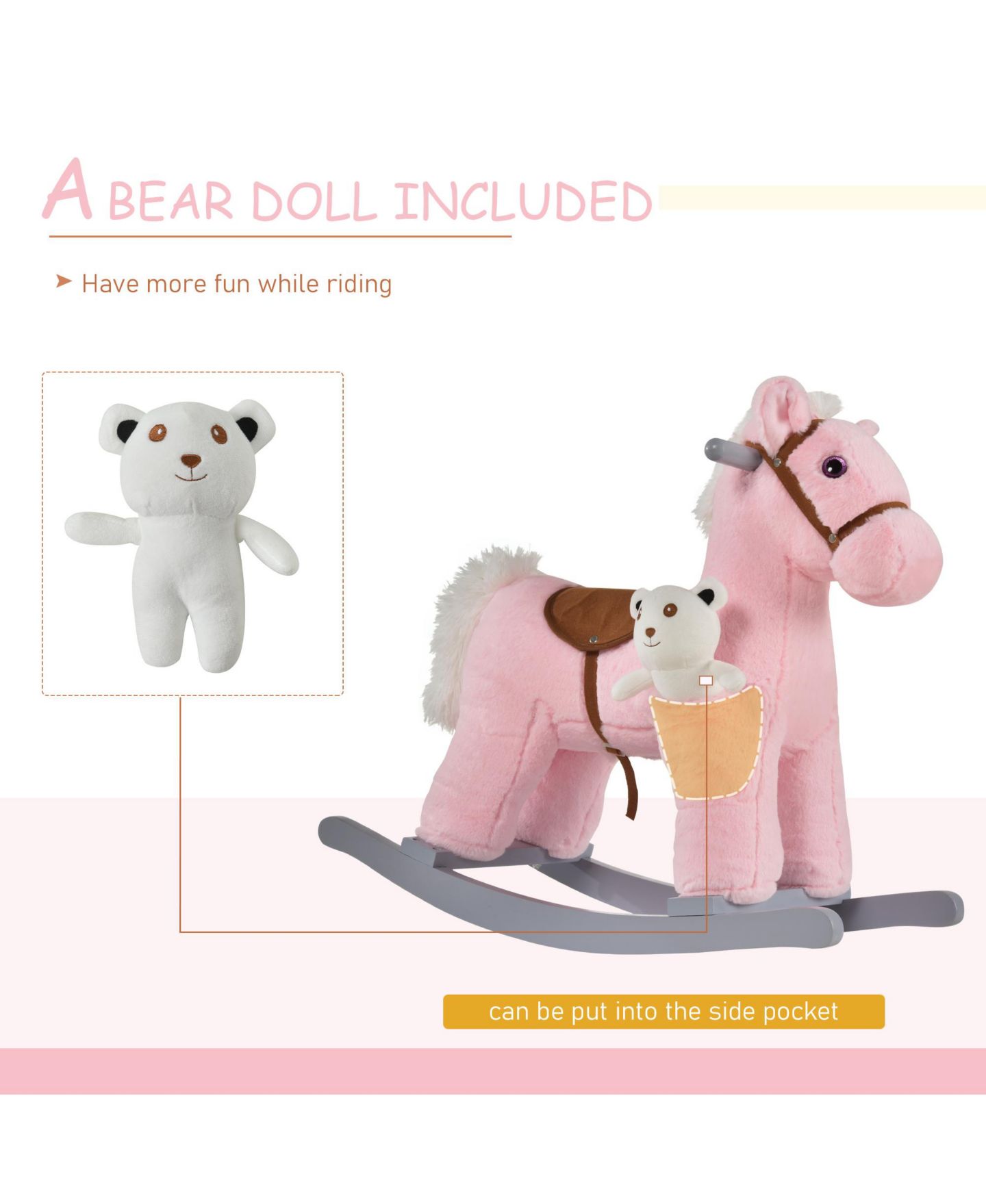 Детская мягкая игрушка Qaba Dinosaur Plush Rocking Horse, 66-lb. Capacity, Ages 3+ — фото 3