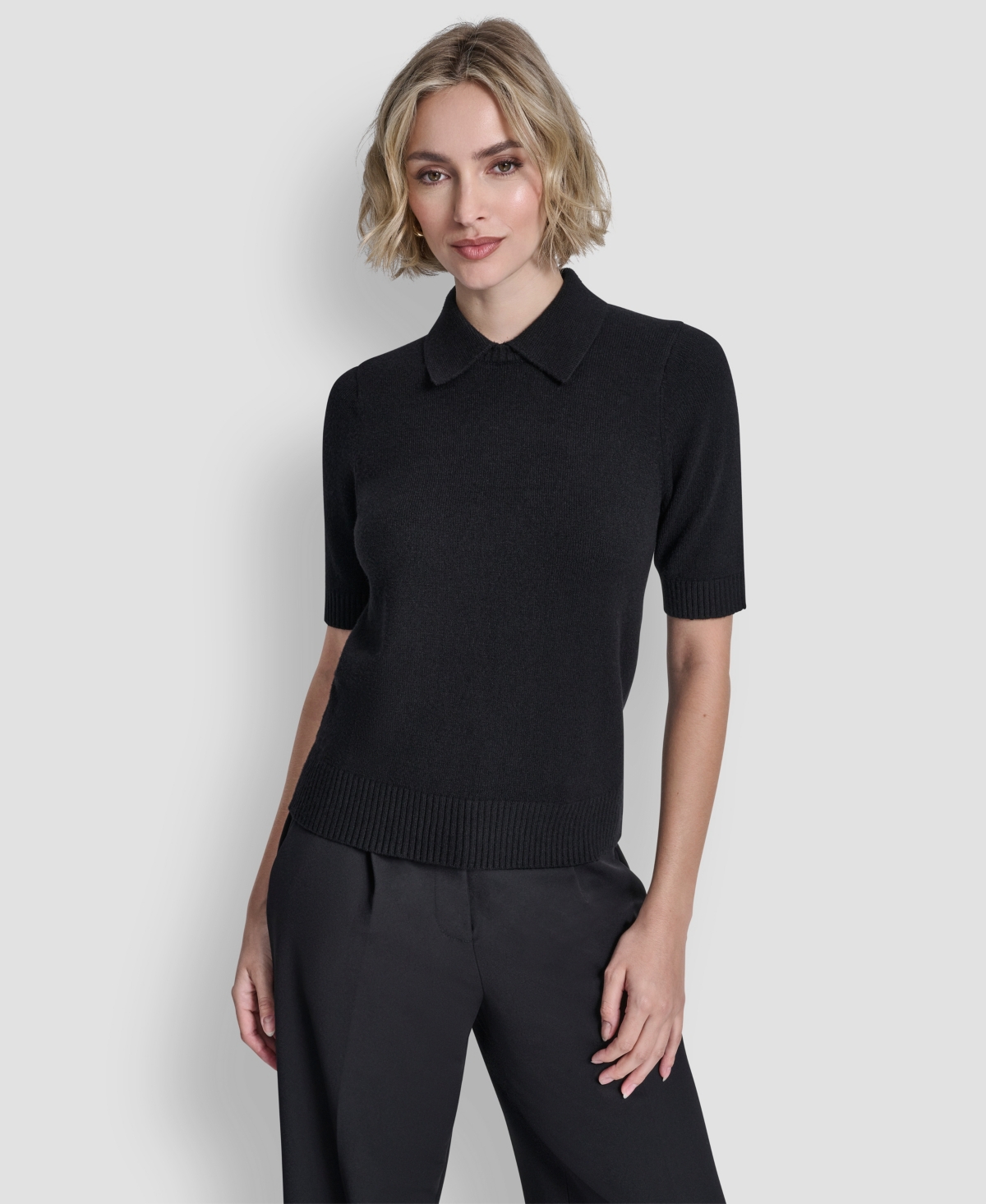 Dkny Women's Short-Sleeve Collared Sweater
