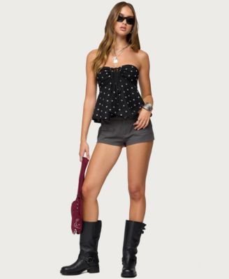 Women's Izzey Polka Dot Strapless Babydoll Top