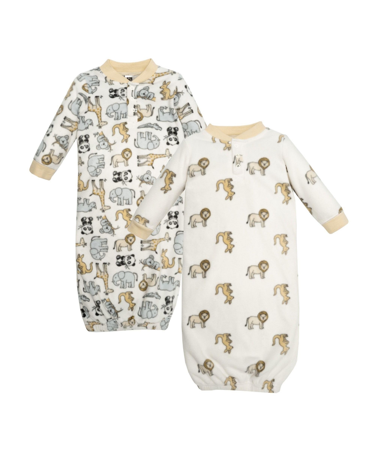 Hudson Baby Baby Boys Hudson Fleece Gowns, Kangaroo Neutral, 0-6 Months