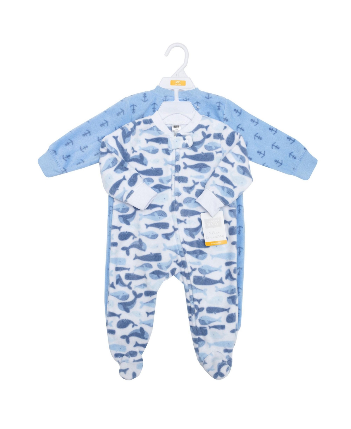 Hudson Baby Boys Fleece Sleep and Play, Cute Whales, 0-3 Months