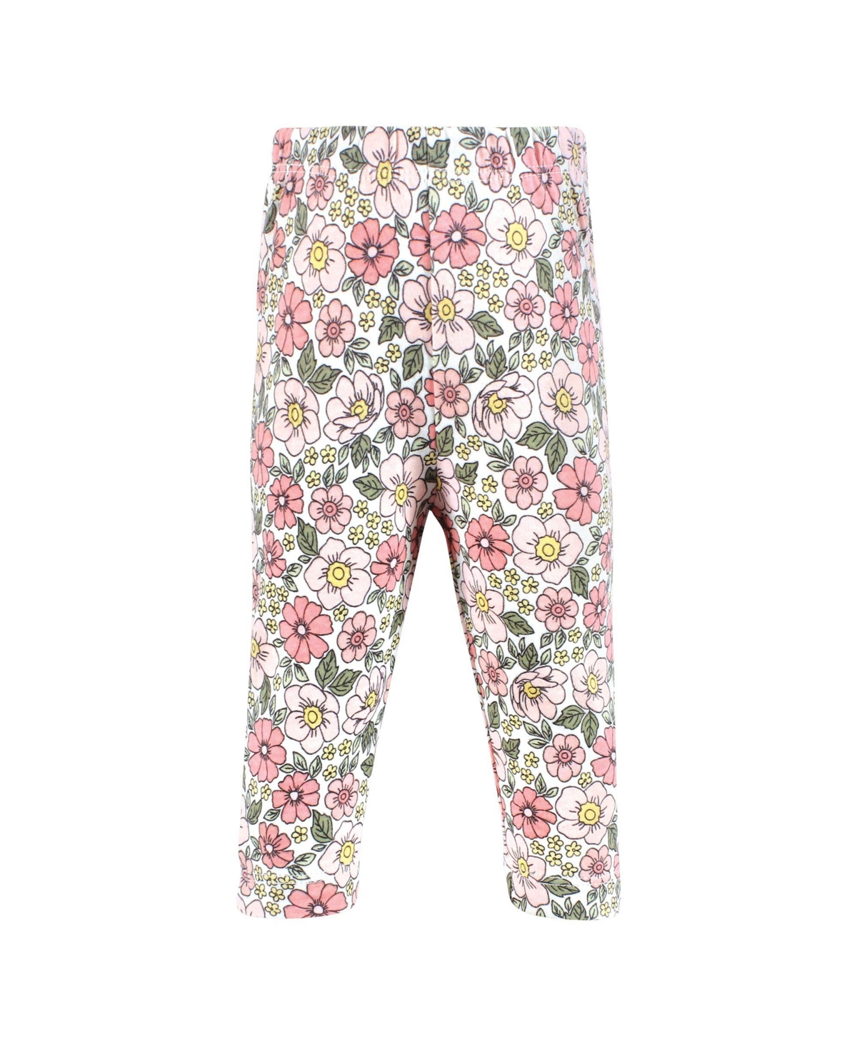 Hudson Baby Baby Girls Hudson Cotton Pants and Leggings, Pink Yellow Pretty Floral, 18-24 Months
