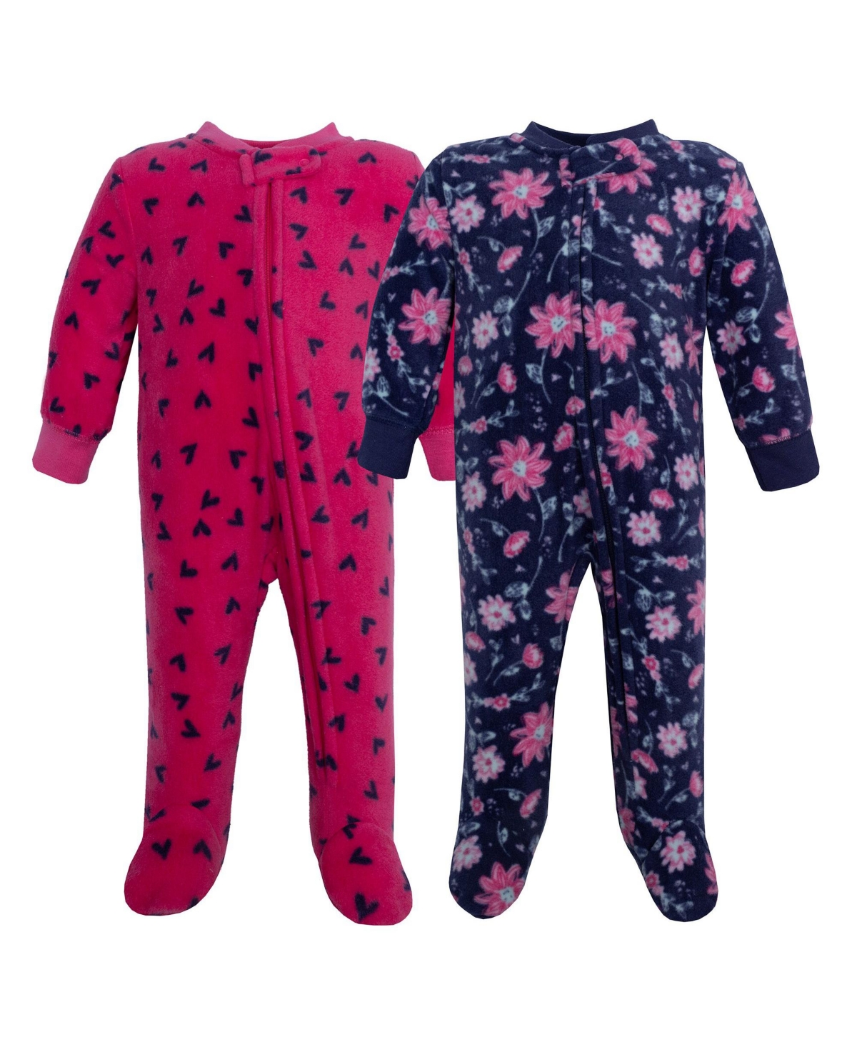 Hudson Baby Girls Fleece Sleep and Play, Botanical , 0-3 Months