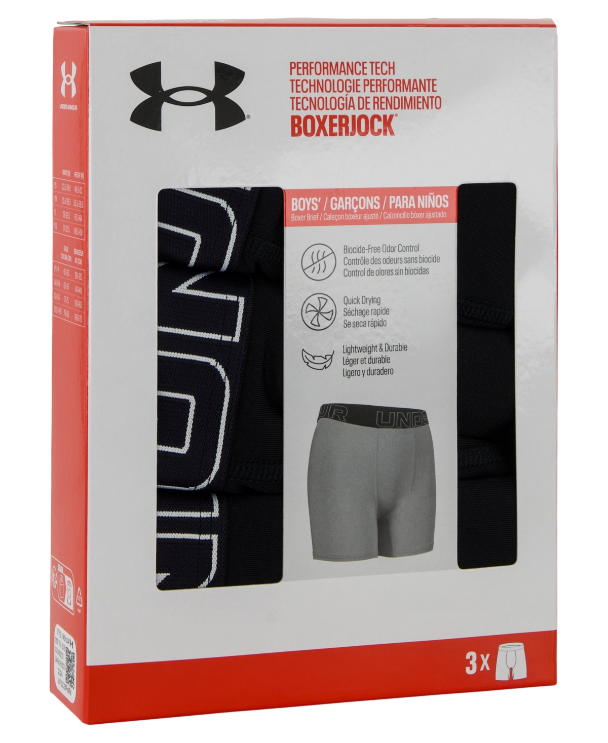 Under Armour Boys 7-20 Solid Boxer Briefs, 3-Pack