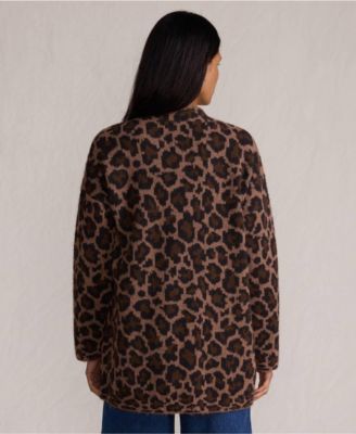 Women's Fuzzy Jacquard Cardigan Jacket Sweater