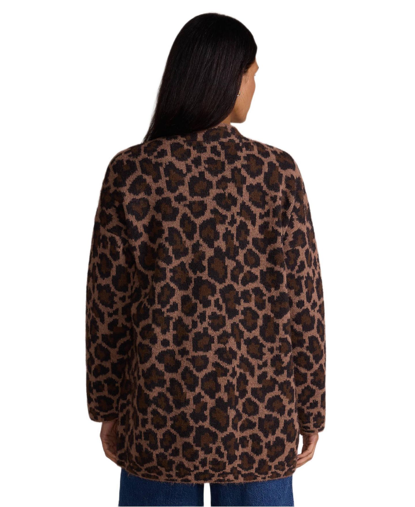 Женские кардиганы Lands' End Fuzzy Jacquard Cardigan Jacket, цвет: Тёмный глиняный — фото 3
