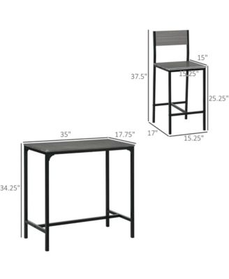 Counter Height Bar Table – 1 Pc, Wood & Metal, Footrest, Rectangular Dining Table