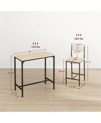 Counter Height Bar Table – 1 Pc, Wood & Metal, Footrest, Rectangular Dining Table