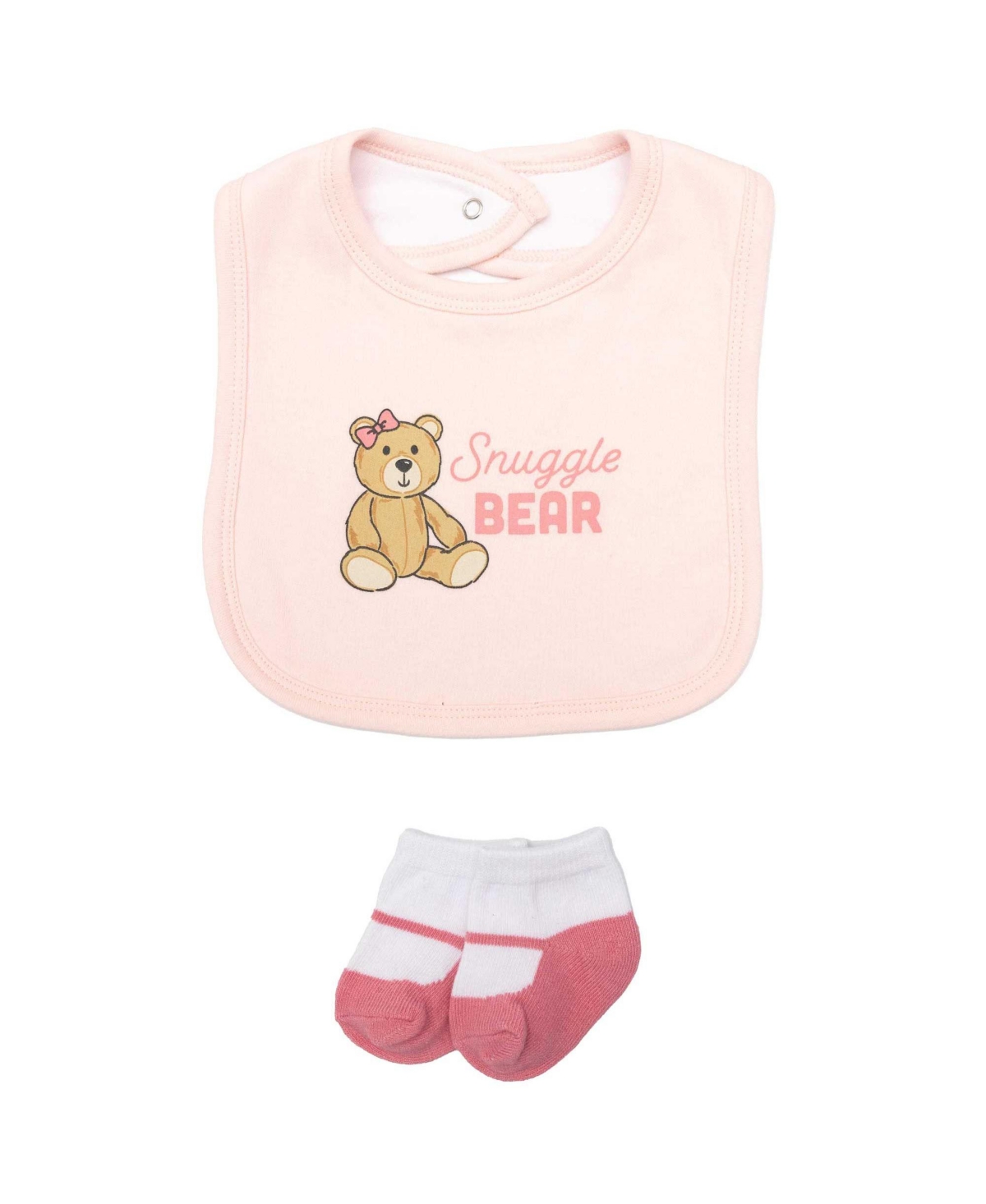 Hudson Baby Girls Cotton Layette Set, Pink Snuggle Bear, 9-12 Months