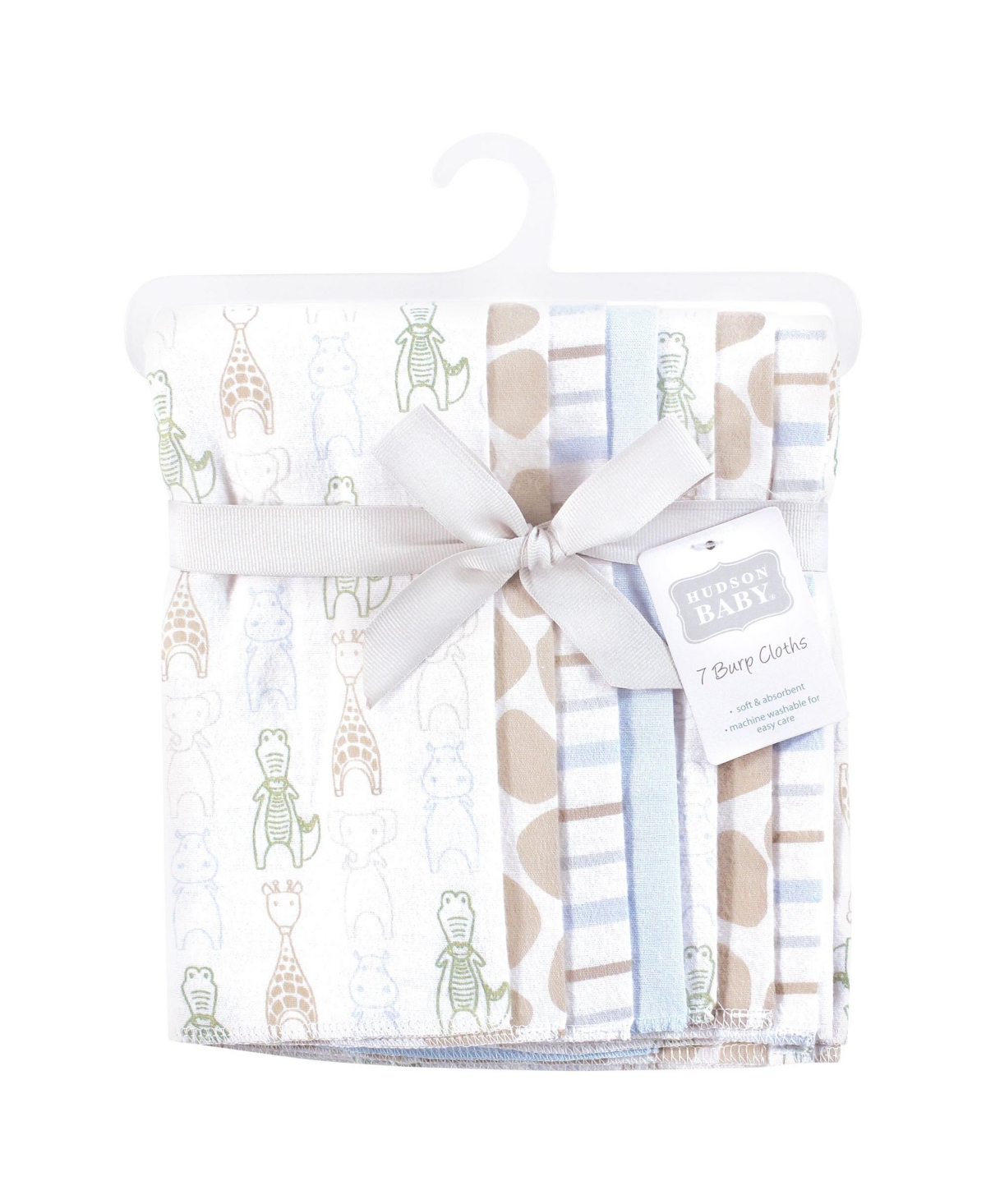 Hudson Baby Cotton Flannel Burp Cloths 7-Pack, Modern Safari Friends , One Size