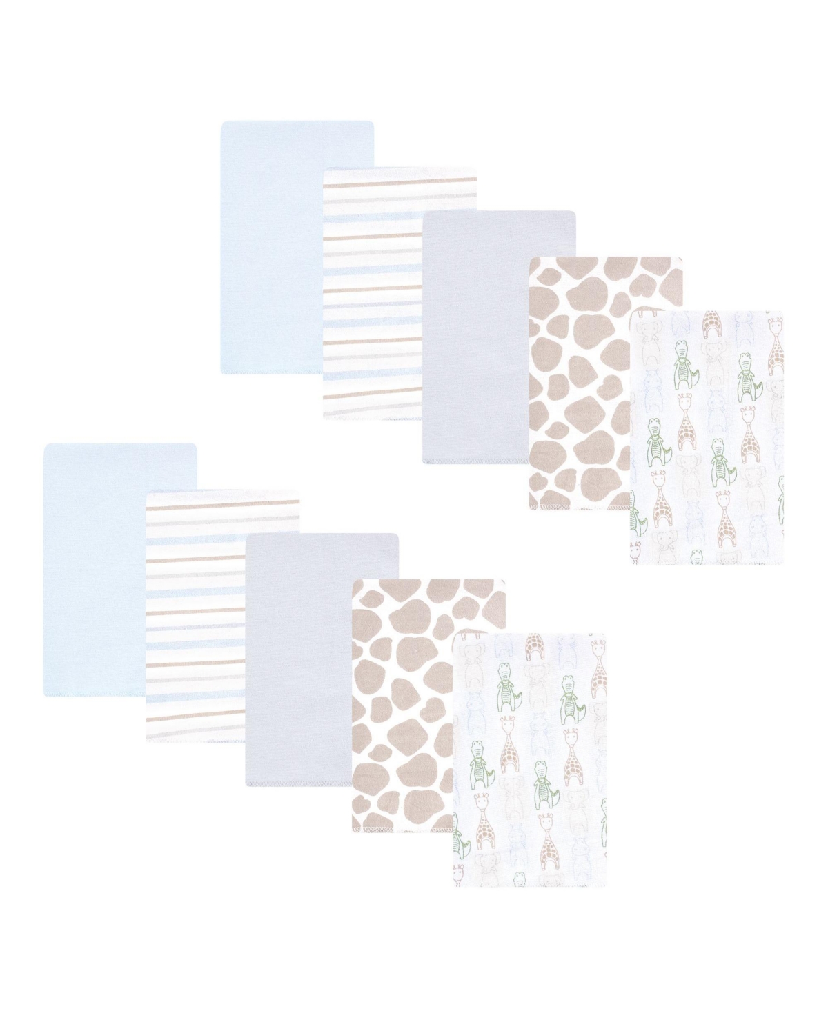 Hudson Baby Cotton Flannel Burp Cloths 10-Pack, Modern Safari Friends, One Size