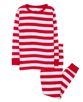 Kids Two Piece Cotton Striped Holiday Pajamas