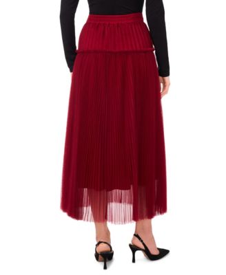 Women's Pleated Pull On Midi Skirt