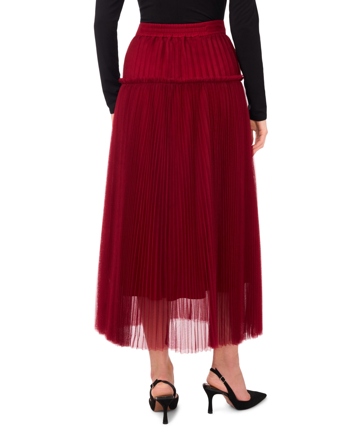 Vince Camuto Pleated Midi Skirt In Red