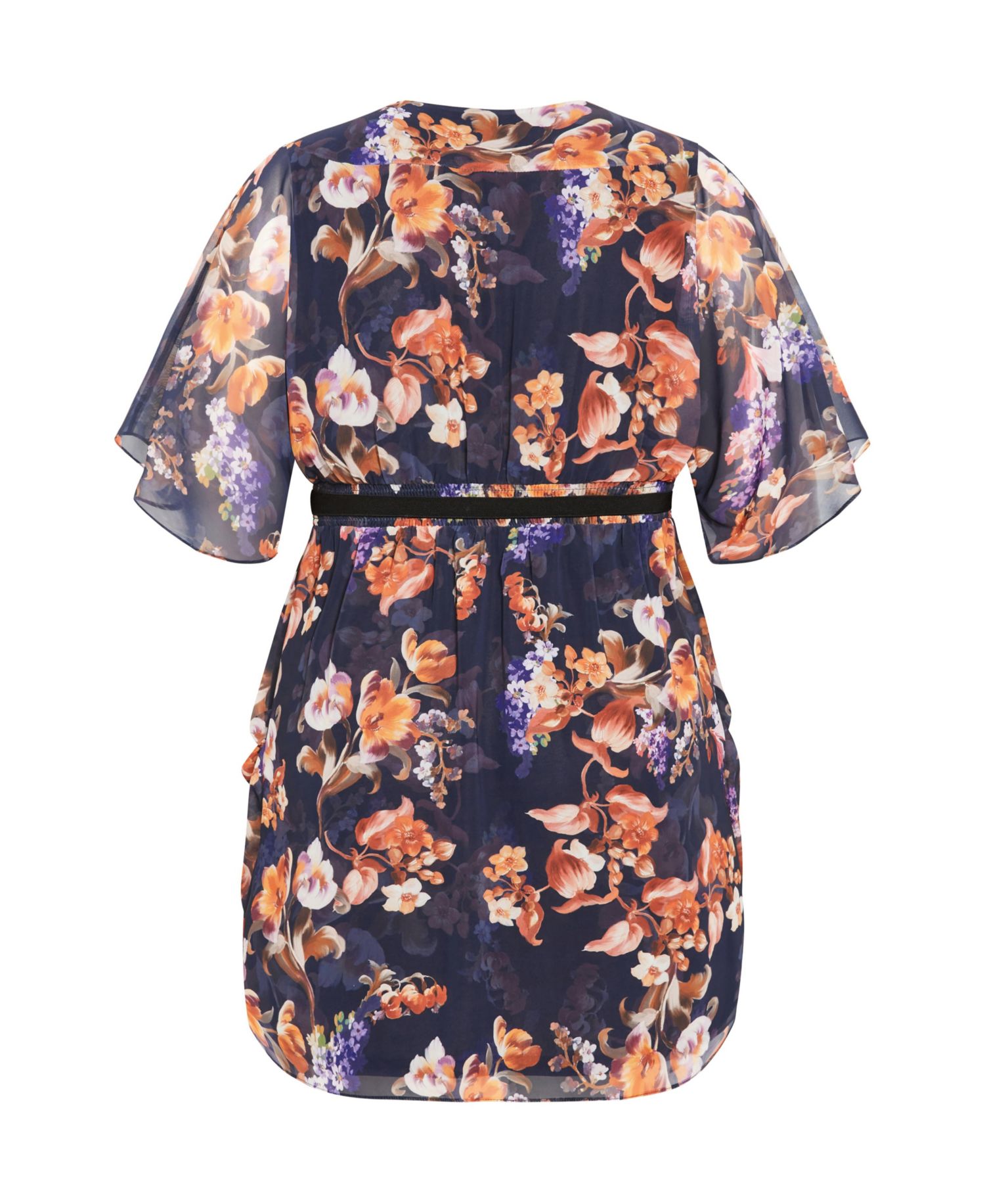 Plus Size Color Wrap Print Dress