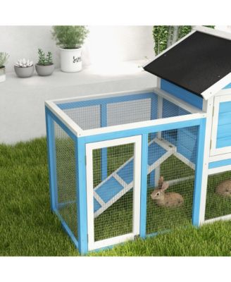 48" Rabbit Hutch 2 Story Small Animal House w/ Run Pull Out Tray Ramp