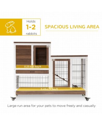 Rabbit Hutch Bunny Cage Indoor Small Animal House w/ Run Pull Out Tray