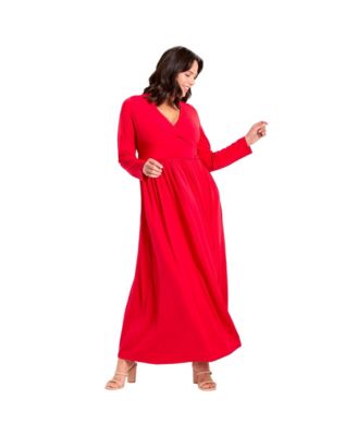 Women's Plus Size Faux Wrap Flare Maxi Dress