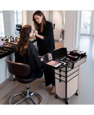 Rolling Makeup Train Case 4in1 Professional Travel Art Deco Graphite