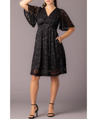 Women's Starry Sequin Lace V-Neck Cocktail Dress with Pockets