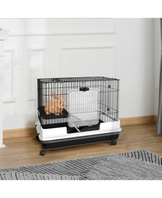 2-Level Small Animal Cage with Wheels, Tray, Platform, Ramp,