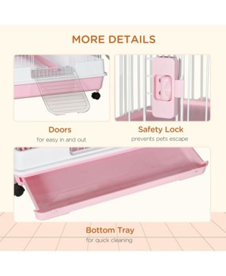 32"L 6-Level Small Animal Cage with Lockable Wheels, Tray,