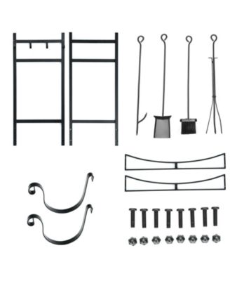 30 Inch Firewood Rack with 4 Tool Set Kindling Holders for Indoor and Outdoor