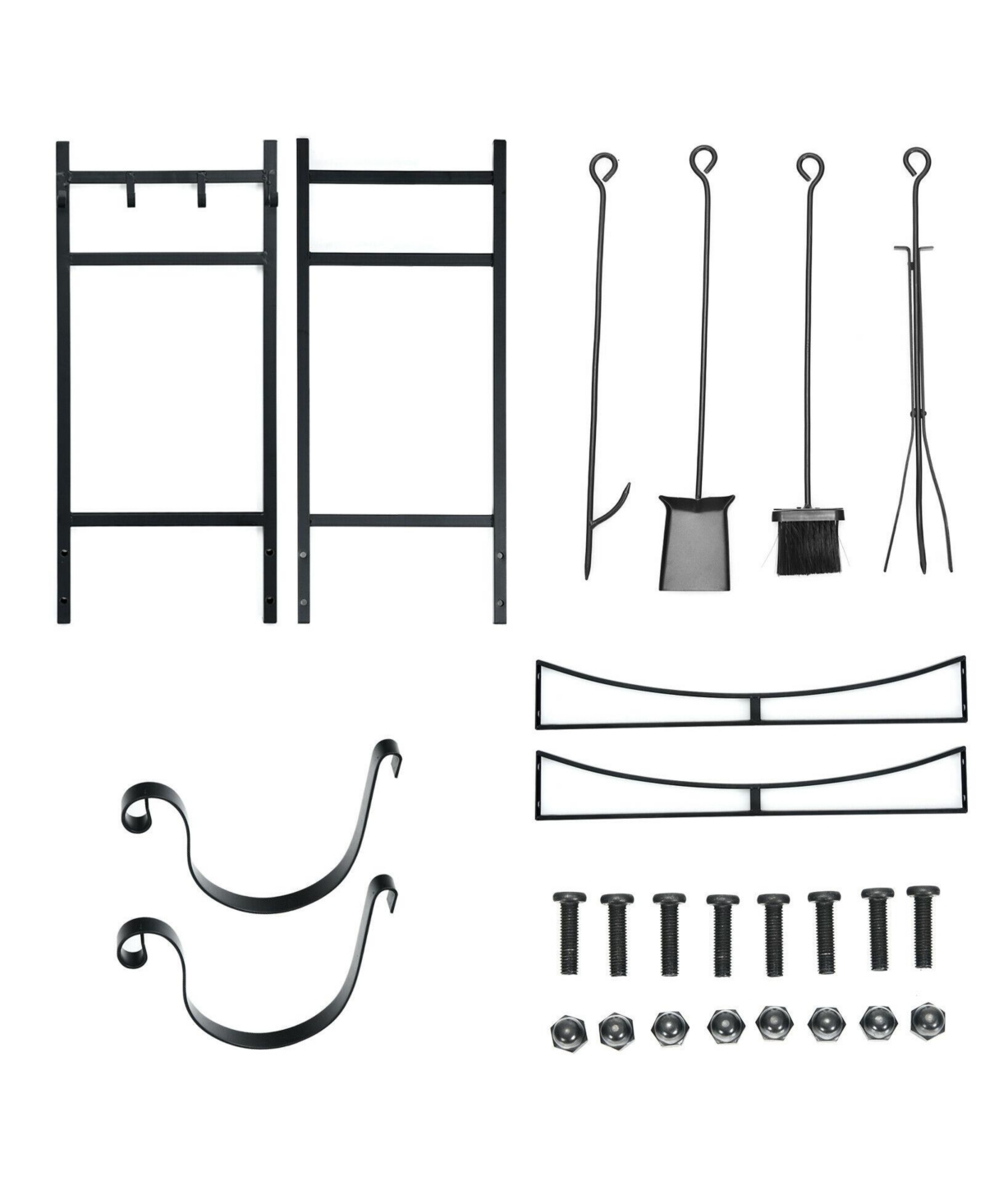 Sugift 30 Inch Firewood Rack with 4 Tool Set Kindling Holders for Indoor and Outdoor