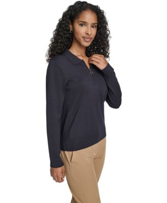 Women's Long-Sleeve Quarter-Zip Polo Sweater