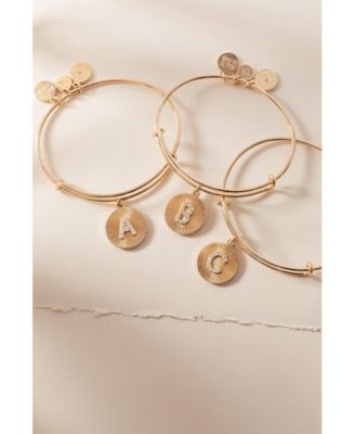 Pave Starburst Texture Initial Bangle Bracelet