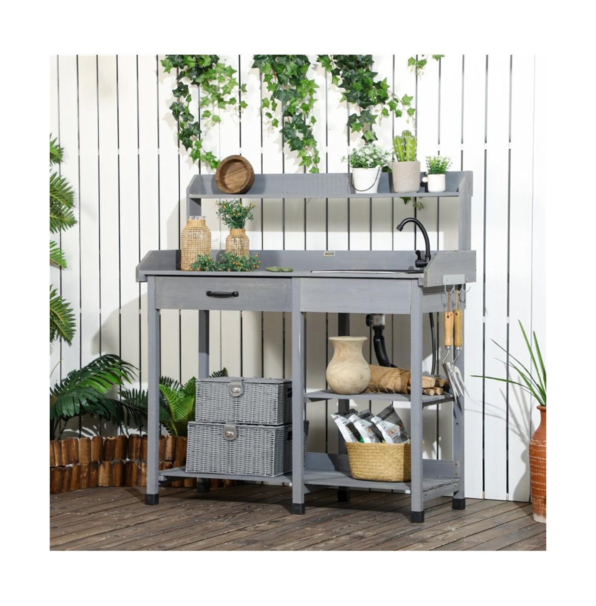 Practical Garden Workbench with Open Storage for Outdoor Tasks