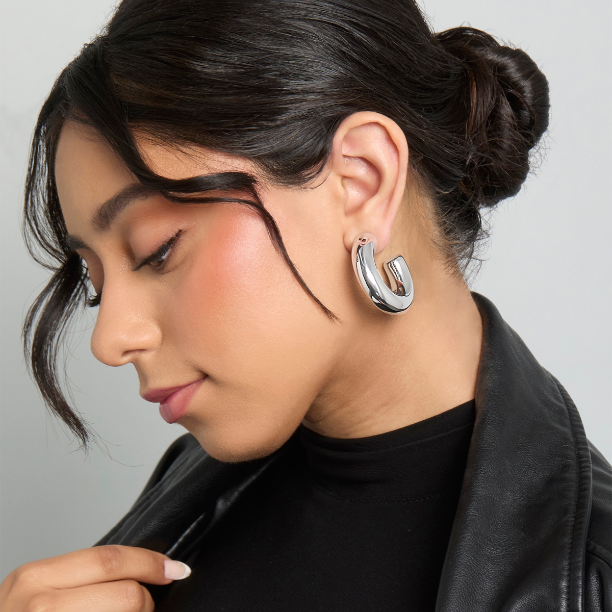 BCBGeneration Chunky Silver-Tone Hoop Earrings