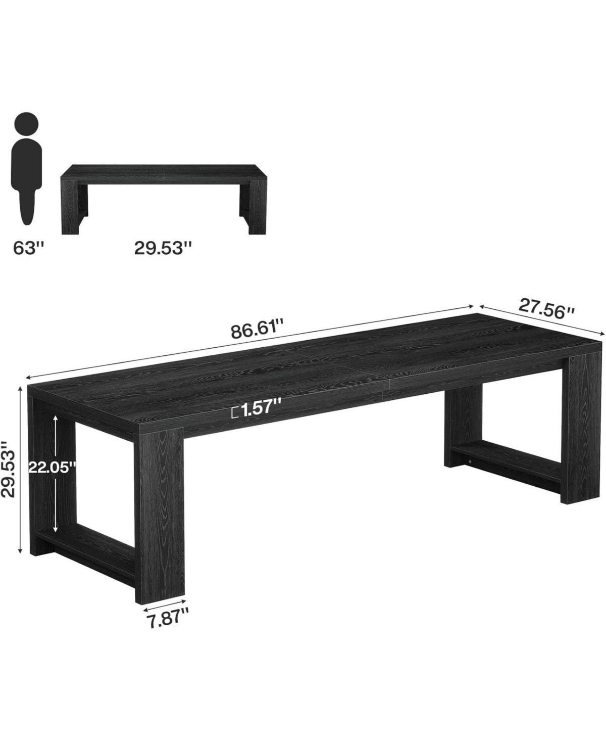 Tribesigns Two Person Desk,Gaming Table, 86.6 Inches Extra Long Desk, Double Computer Writing Table