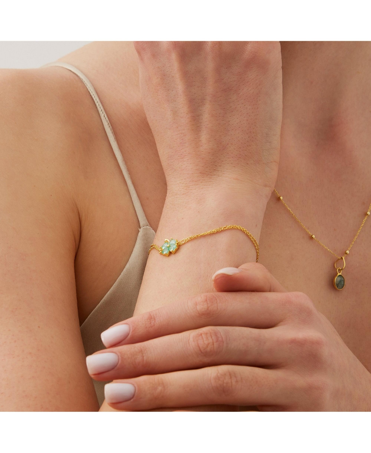 Sterling Silver Four Leaves Clover Bracelet - Green