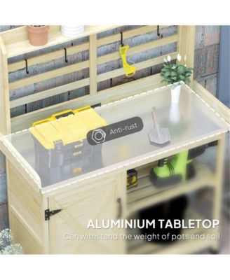 Outdoor Potting Bench with Open Shelf Storage for Gardening Needs