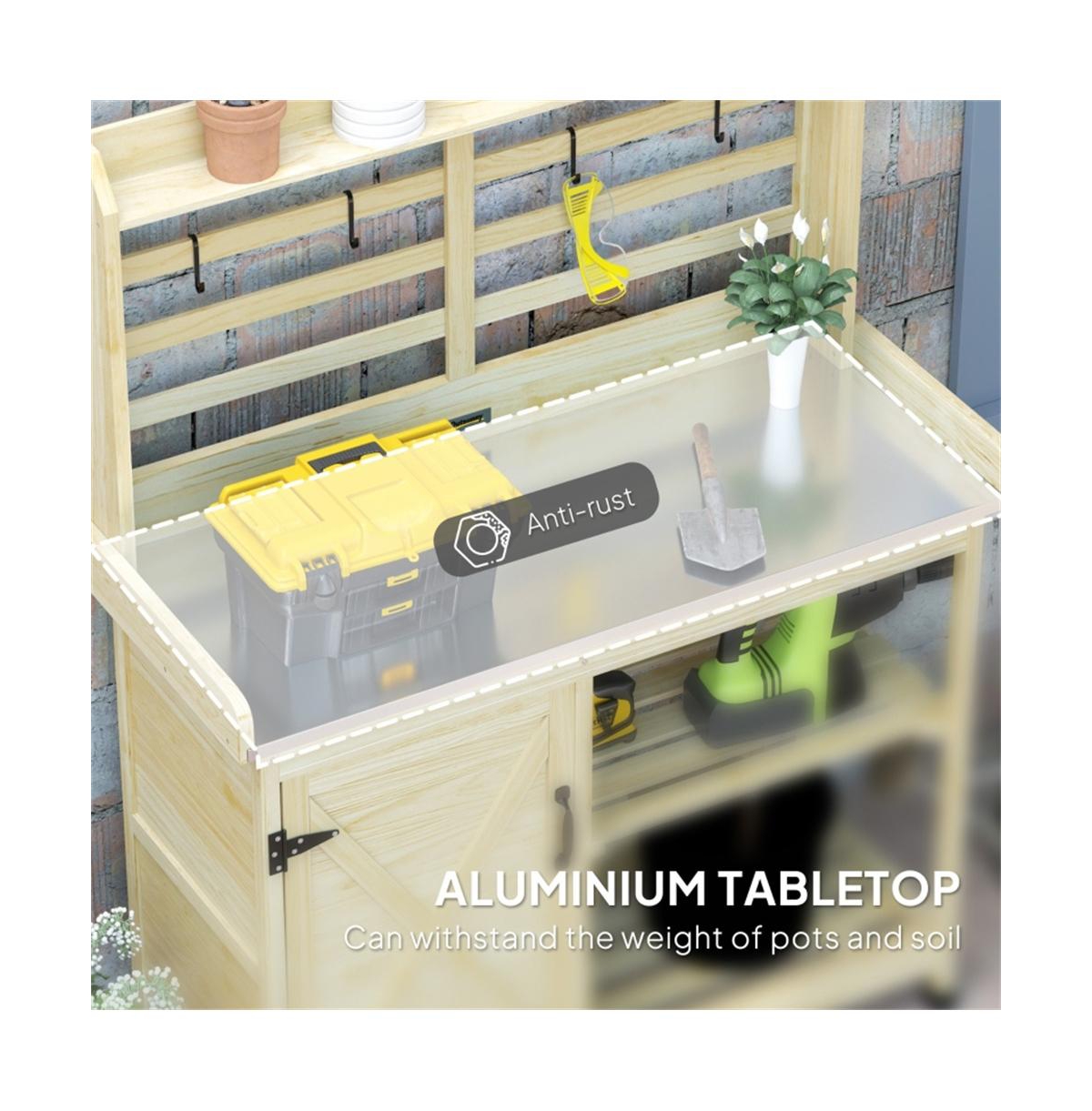 Outdoor Potting Bench with Open Shelf Storage for Gardening Needs