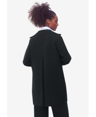 Women's Zip-Front A-Line Coat With Back Inverted Pleat
