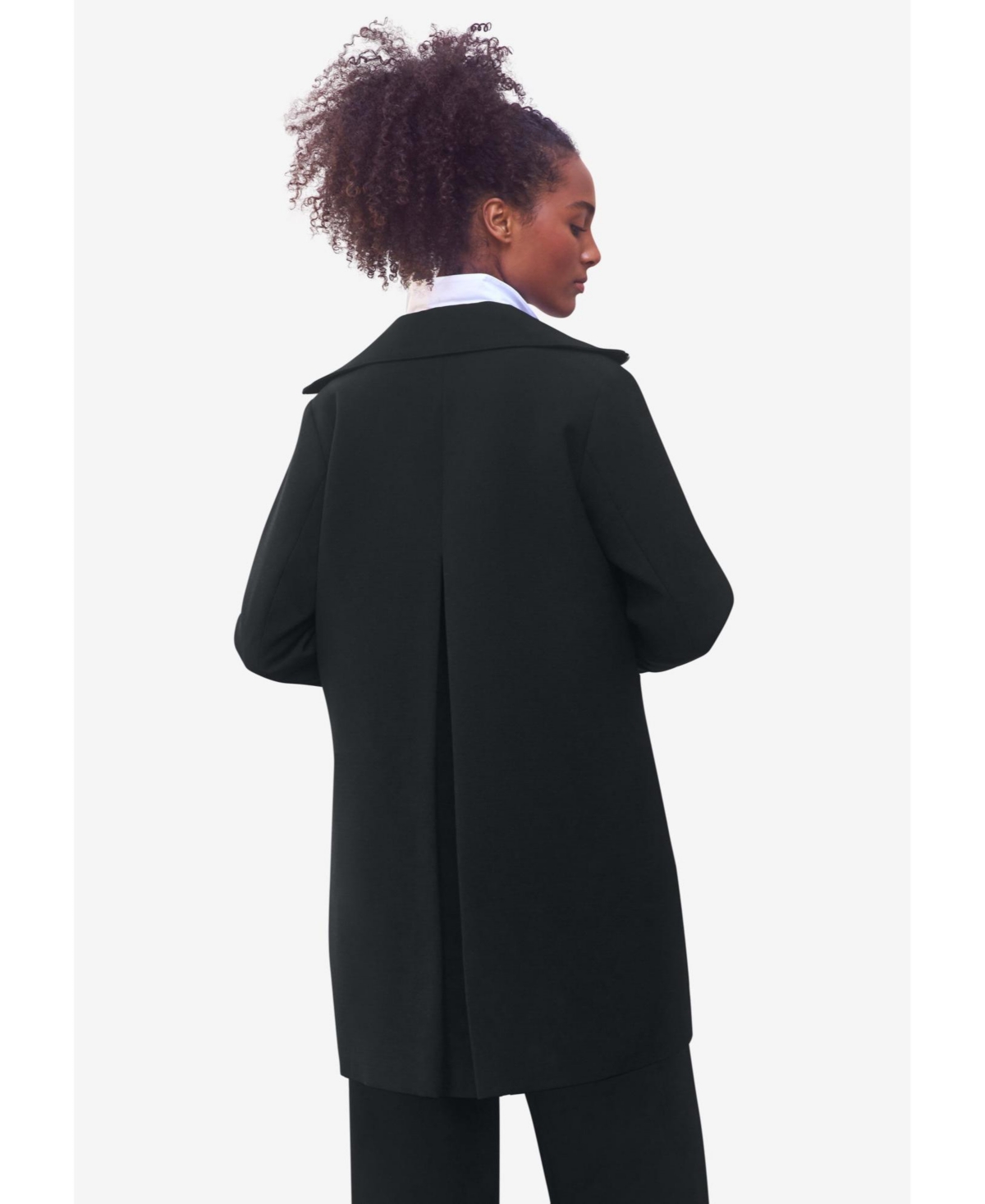 ellos Women's Zip-Front A-Line Coat With Back Inverted Pleat