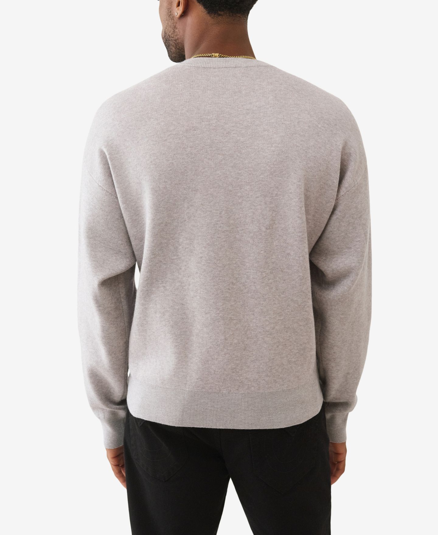 Мужской свитер True Religion Crewneck Regular-Fit, цвет: Меланжевый серый — фото 3