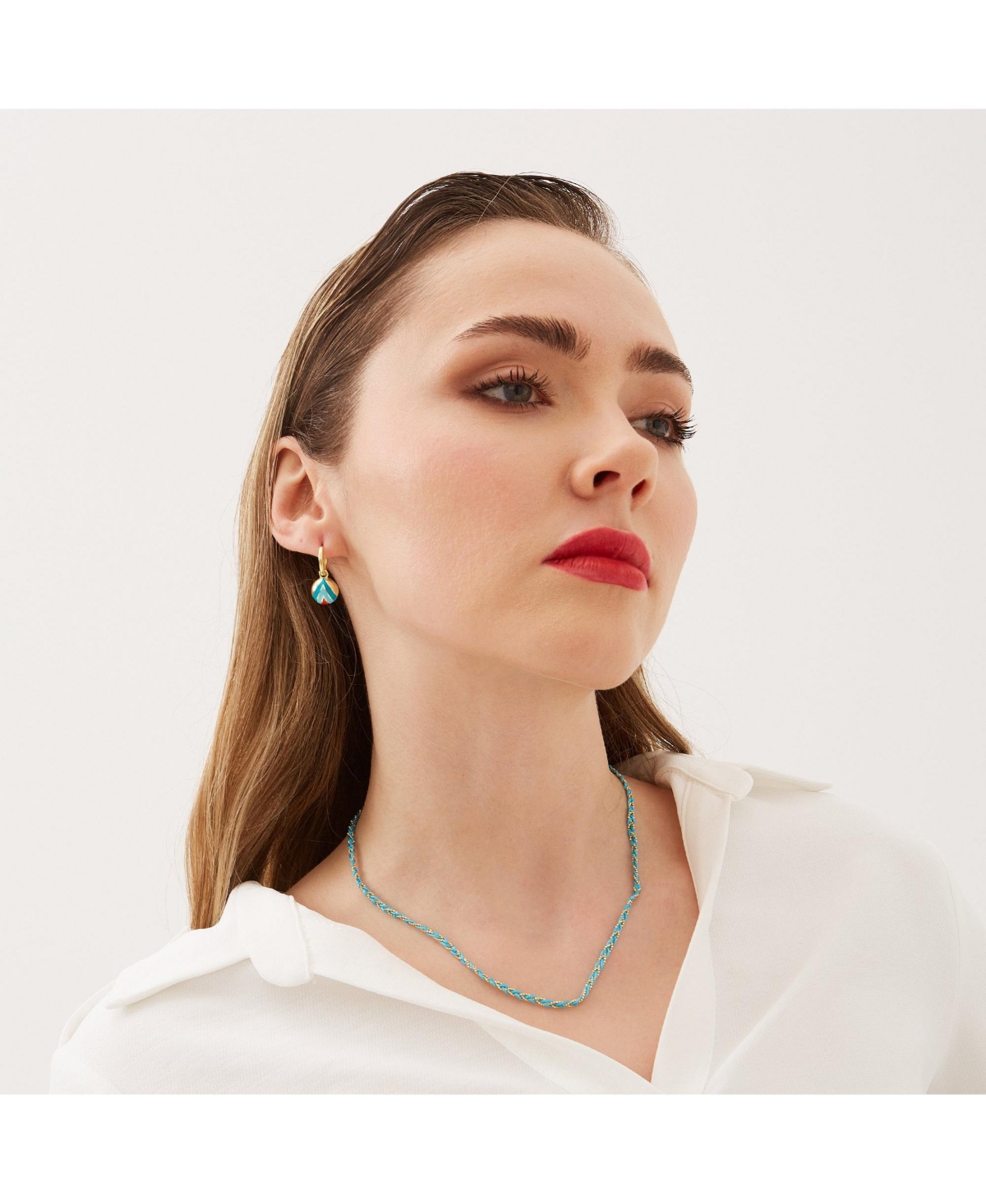 Spero London Enamel Blue Five Color Sterling Silver Earrings