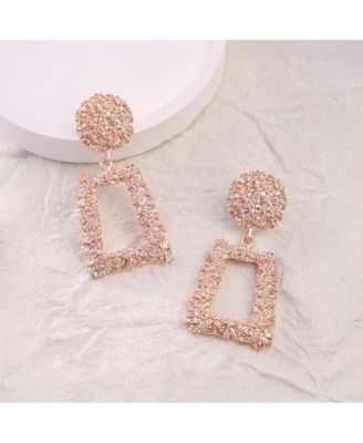 Women's The Corroded-Quad Drop Earrings - Rose Gold