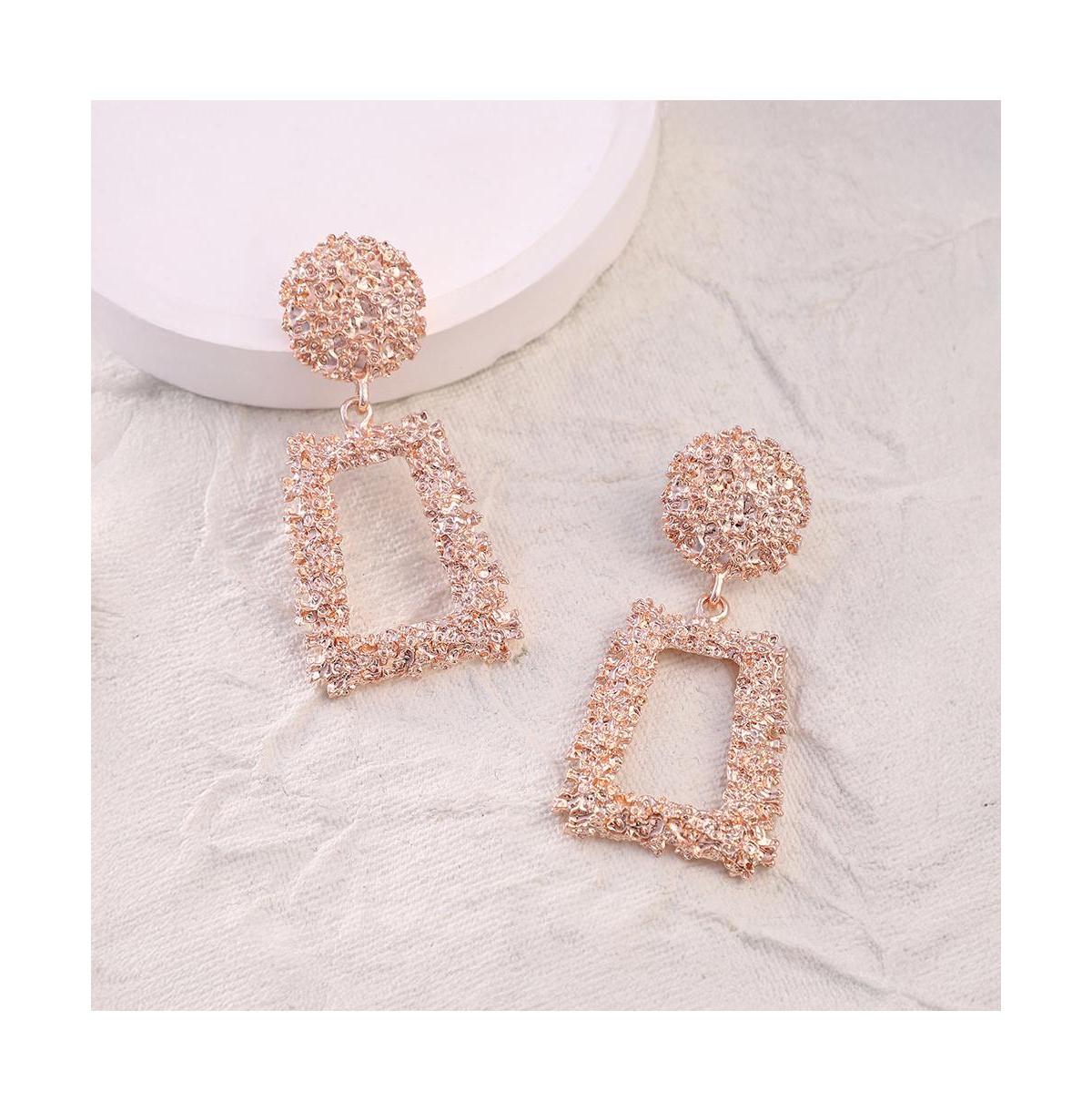 Women's The Corroded-Quad Drop Earrings - Rose Gold