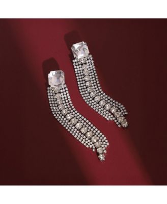 Women's The Bijou-Quad Drop Earrings - Crystal Silver