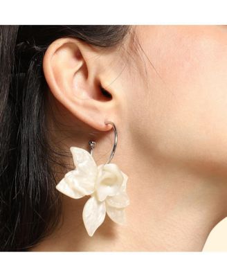 Women's The La-Flora Hoop Earrings - Ivory White & Metallic Silver