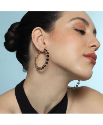 Women's The All-Over-Stud Hoop Earrings - Onyx Black